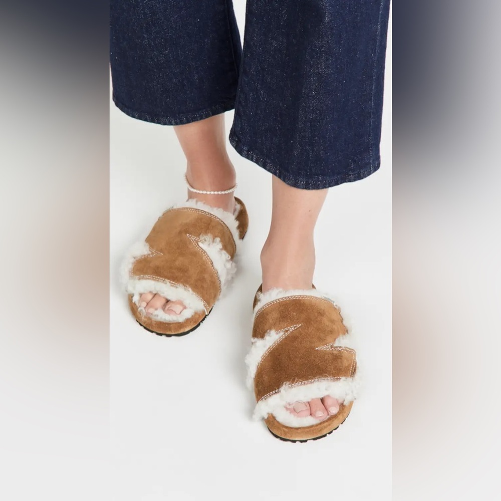 ZIMMERMANN Shearling Slides Size 10 - Picture 3 of 8